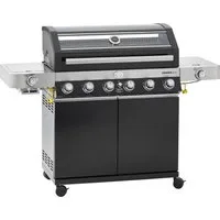 RÖSLE Gasgrill BBQ-Station VIDERO, 25527, G6-S Schwarz, 6 Brenner, extra Primezone/Seitenbrenner, VARIO+