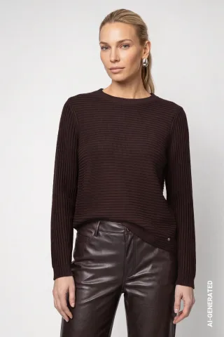 monari - Basic Strickpullover black coffee - Gr. - 36