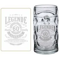 LUXENTU Bierkrug Legende seit 60 Jahren Bierkrug mit Gravur, 1-tlg., Glas