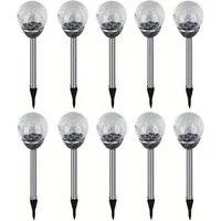 EAXUS LED Solarleuchte 10er Set Solar Gartenleuchte Kugel Leuchte Crackle-Licht Solarlampe, LED fest integriert, Farbwechsel, Farbwechsel