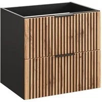 einfachgutemoebel Waschtisch-Set Waschtischunterschrank Tribune 60cm, Schwarz - Wotan-Eiche, (Badmöbel Set, 1-St., Waschtisch Unterschrank)