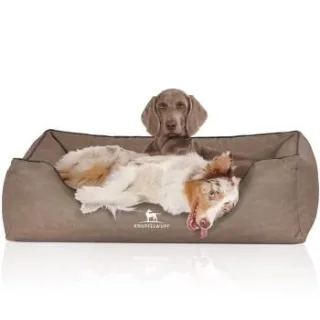 Knuffelwuff Orthopädisches Hundebett Rockland aus Kunstleder stone clay XL
