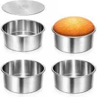 immer Backform Backform Set Edelstahl 4er-Set Mini-Kuchenformen mit Hebeboden, (8-tlg), unbeschichtet, ohne PFAS, Aluminiumfrei, hochhitzefest