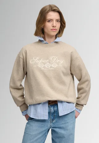 Superdry - Country Club Crew Sweatshirt Hafermilch Beige meliert - Gr. - 8