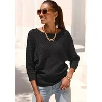 LASCANA 3/4 Arm-Pullover mit diagonalem Strickmuster