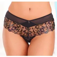 JETTE Panty aus Stickereispitze mit Glitzer-Effekten und zartem Mesh, Reizwäsche