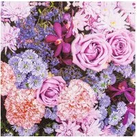 HOME FASHION Papierserviette 20 Servietten Lilac Flowers - Blumen in rosa und flieder 33x33cm, (20 St)