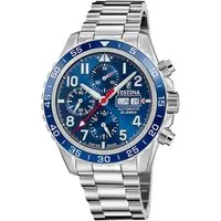 Festina Automatikuhr Chronograph – Swiss Made – 45,8 mm Herren Armbanduhr F20055/3, mit Blauem Zifferblatt & Edelstahlband