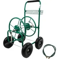 TRUTZHOLM Schlauchwagen Premium 4 Vollgummiräder 92x57x78 cm Stahl, für 80 m Gartenschlauch, 3/4" Anschluß,Grün