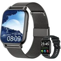 Zevelora Damen's und Herren's Telefonfunktion Fitness-Tracker IP67 Wasserdicht Smartwatch (1,85 Zoll, Android/iOS), mit austauschbarem weichem Silikonarmband, mit Puls-Schlaf-Monitor Schrittzähler Sportuhr 110+ Sportmodi