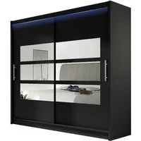 MIRJAN24 Kleiderschrank London III 180 (mit Schiebetüren, Spiegel) Garderobe, Schiebetürenschrankm 180x215x58 cm