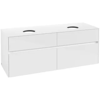 Villeroy und Boch Collaro Waschtischunterschrank C04800DH 140 x 54,8 x 50 cm, für 2 Waschtische, Glossy White