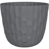 Engelland Blumentopf Pflanztopf mit Untersetzer & Bewässerungssystem (Vorteils-Set, 1 St., robuster PP-Kunststoff), Übertopf, Hammerschlag-Optik, Innen- & Außen, Wasserspeicher, rund