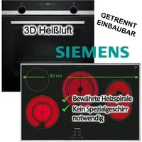 SIEMENS Backofen-Set Backofen 3DHeißluft Hydrolyse +Elektrokochfeld 80cm Bräterzone, Hydrolyse