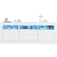 Merax TV-Schrank mit Schubladen und Türen TV-Board mit Hochglanz Front, Lowboard mit LED inkl. APP, Fernsehtisch