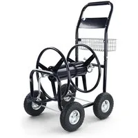 RAMROXX Schlauchwagen Schlauch Handwagen mit Handkurbel Schwarz bis 106m Gartenschlauch