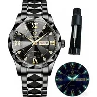 Toomoke Quarzuhr Herrenuhr Chronograph Edelstahl – Multifunktionsuhr mit Datum, großer Ziffern – Analog Quarz Armbanduhr 42mm, Geschenkbox