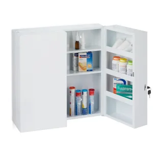Relaxdays Medizinschrank, Weiß, Metall, 52.5x53x19.5 cm, Badezimmer, Badezimmerschränke, Medizinschränke