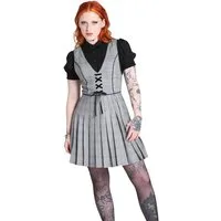 Hell Bunny A-Linien-Kleid Mina Pinafore Dress Vintage Plisseekleid Schürzenkleid