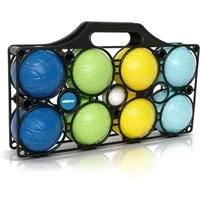 alldoro Spiel Boccia Spiel für Kinder ab 3 Jahren mit praktischem Tragekorb, 9-teiliges Boules Set mit 8 bunten Boccia Kugeln und Zielkugel