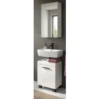 Inn.Furn Badmöbel-Set Talerno, (Badezimmer 2-teilig in Weiß Hochglanz, Breite 40 cm), Schrank auf Rollen, ideal für kleine Bäder oder Gäste-WC