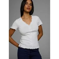 KangaROOS T-Shirt mit Knopfleiste und verspieltem Rollsaum