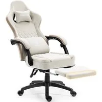Dowinx Gaming-Stuhl Stoff mit Taschenfederkissen, Gaming Sessel mit Fußstütze, Ergonomischer Bürostuhl