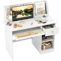 COSTWAY Kinderschreibtisch, mit Schublade, Bücherregal & Tastaturablage