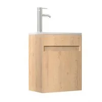 UEV Waschtisch Waschbecken klein mit Unterschrank set, Badmöbel Gäste-WC (Badmöbel Badezimmmer Schrank, Aufsatz-Waschbecken, Unterschrank mit Harzbecken Gästebad), Komplett-Set Badmöbel, mit Wasserhahn und Pop-up-Ablassventil