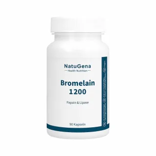 NatuGena Bromelain 1200 | 90 Kapseln | mit Papain & Lipase | magensaftresistente Kapseln | vegan