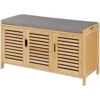 en.casa Schuhbank, »Selk« Schuhschrank mit Sitzfläche 50x90x35cm Bambus