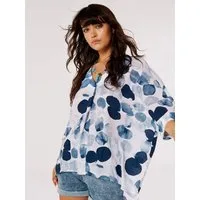 Apricot Shirtbluse Bedrucktes Blusentop mit Kellerfalte