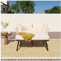 Celya Gartenlounge-Set Gartenlounges, Gartenmöbel Set 2 Personen, Loungemöbel, (Terrassenmöbel,Kissen sind abnehmbar und waschbar, Gartenlounge, Balkonmöbel-Set), Gartensofa mit 2 Kissen und 2 Polster,Sonnenliege im Außenbereich