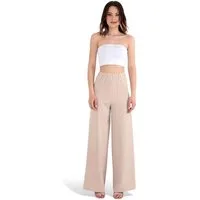 fashionshowcase Schlupfhose Damen High Waist Marlenehose weit elastisch Taschen