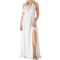 WENOR Sommerkleid mit V-Ausschnitt Bindegürtel & Rückenträger 100% Baumwolle Musselin (1-tlg) rückenfrei mit geflochtenen Trägern, luftiger Boho-Look