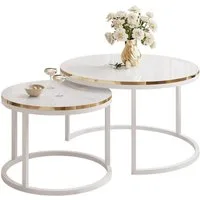 Lookway Couchtisch SOLEIL 2in1 HOCHGLANZ Runder Couchtisch mit Ablage (2er Set), Durchmesser: ⌀70 cm und ⌀50 cm