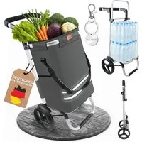 Allyson Einkaufstrolley Einkaufswagen klappbar, Einkauftrolley mit 56L Kapazität & Kühlfach, 2-in-1 Funktion: Tasche abnehmbar, Gestell als Sackkarre nutzbar.