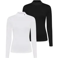 Bruno Banani Rollkragenshirt (Packung, 2er-Pack) mit Stehkragen, hüftbedeckende Länge, aus Rippware, im Basic-Stil