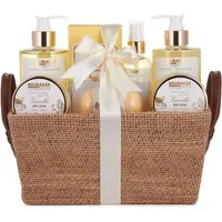 BRUBAKER Pflege-Geschenkset Dusch- und Badeset mit Vanille Rosen Minze Duft, 9-tlg., Damen Geschenkset in Henkelbox, Beauty Pflegeset für Frauen