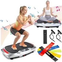 kehot Vibrationsplatte Vibrationsplatte mit 2 Widerstandsbänder, 5 Fitnessbänder, Bluetooth, 300 W, 120 Intensitätsstufen, Rüttelplatte Sport für Zuhause, Ganzkörpertraining für Home Workout