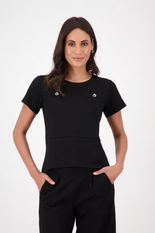 monari - Sweatshirt mit Schmuckknöpfen schwarz - Gr. - 38