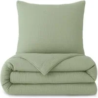 Laynenburg Bettwäsche Musselin aus 100% Baumwolle in 135x200 oder 155x220 cm, atmungsaktiv & bügelfrei – 2 lagig mit Reißverschluss & Haltebändern