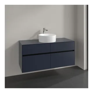 Villeroy und Boch Collaro Waschtischunterschrank C041B0VQ 120x54,8x50cm, Waschtisch mittig, LED-Beleuchtung 8,8 W, marine blue