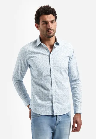 No Excess - Shirt Stretch Allover Printed Blue - Gr. - XXL