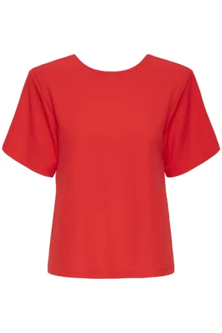 ICHI - Shirt mit Knoten - Ihmatine rot - Gr. - XS