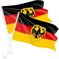 Taffstyle Flagge Autofahnen Set 2 Stück Länderflagge Fanartikel Fußball EM WM Auto (MAX 50 km/h - Länderflaggen für Auto, Fußballfans und Sportevents Bootsflagge), Länderflagge Land Flagge EM WM Basketball Handball Deutschlandfahne