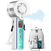 nsihing Handventilator Verbesserter, tragbarer und wiederaufladbarer Sprühnebel-Ventilator, Handventilator mit 4000-mAh-Akku und LED-Anzeige