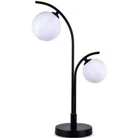 STANBOW Nachttischlampe LED Tischlampe Schreibtischlampe mit USB Ladenstation, Touch, Dimmbar, LED wechselbar, warmweiß, kaltweiß, Tischlampe mit Mond‑Oberflächen‑Optik – 3D‑gedruckte Kugelschirm