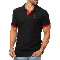 DAILY COTTON Poloshirt in Kurzarm als Freizeit Polo T-Shirt - Polo-Hemd für Herren (1-tlg) Männer Polohemd im Regular-Fit in Piqué-Qualität mit Palmen-Logo
