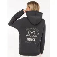 Zwillingsherz Hoodie "Trust" Pailletten Herz und Schriftzug, glänzende Kordel